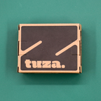 Display de sacos ziplock compostável TUZA — lateral com logo