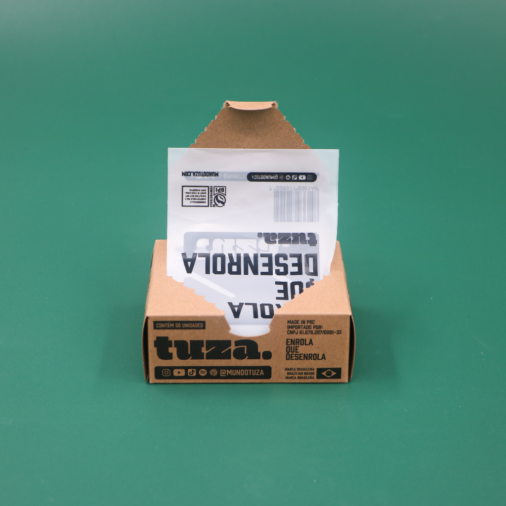 Display de sacos ziplock compostável TUZA — aberto de frente
