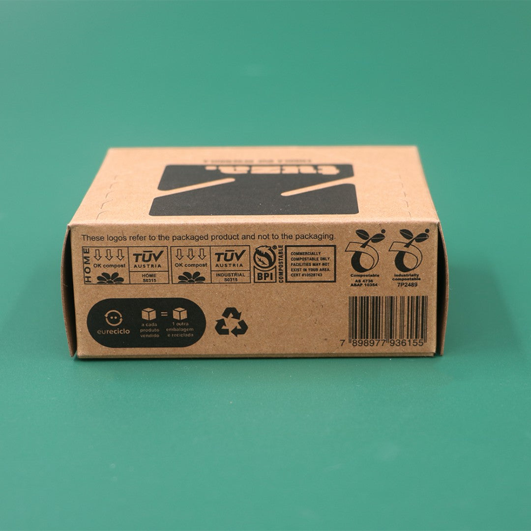 Display com 50 sacos ziplock compostável -Bioplástico compostável à base de amido de milho