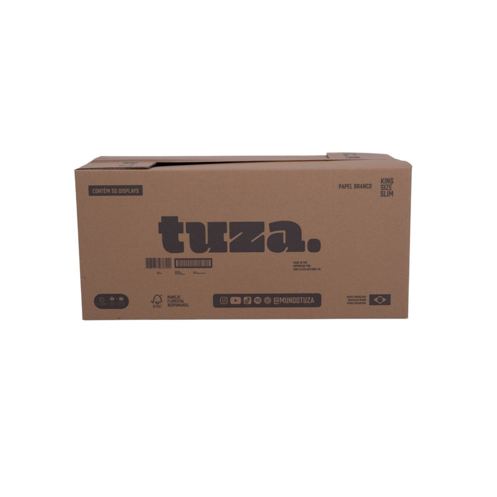 Caixa master TUZA papel branco com 50 displays — de frente